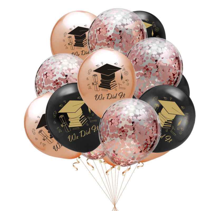 10pcs Graduation Balloons Gold Silver Black Latex Balloon