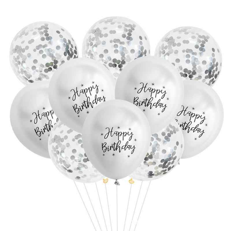 12-inch Metallic Printing Birthday Rubber Balloons