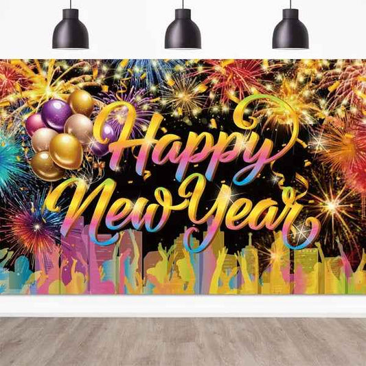 2025 New Year Backdrop with 32" Balloons | Photo Studio Party Props