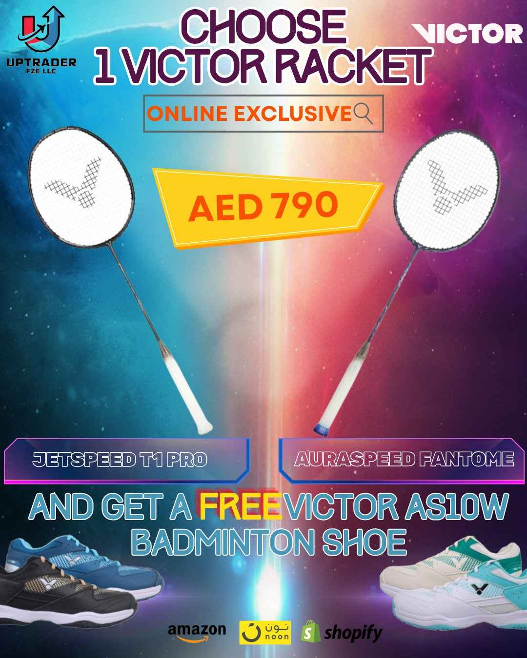 Buy Victor Jetspeed T1 Pro or Auraspeed FANTOME and Get a FREE Victor AS10W Shoes