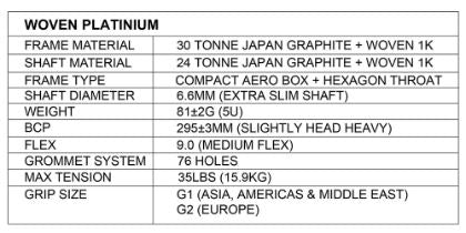 Apacs Woven Platinum Badminton Racket – Platinum 5U