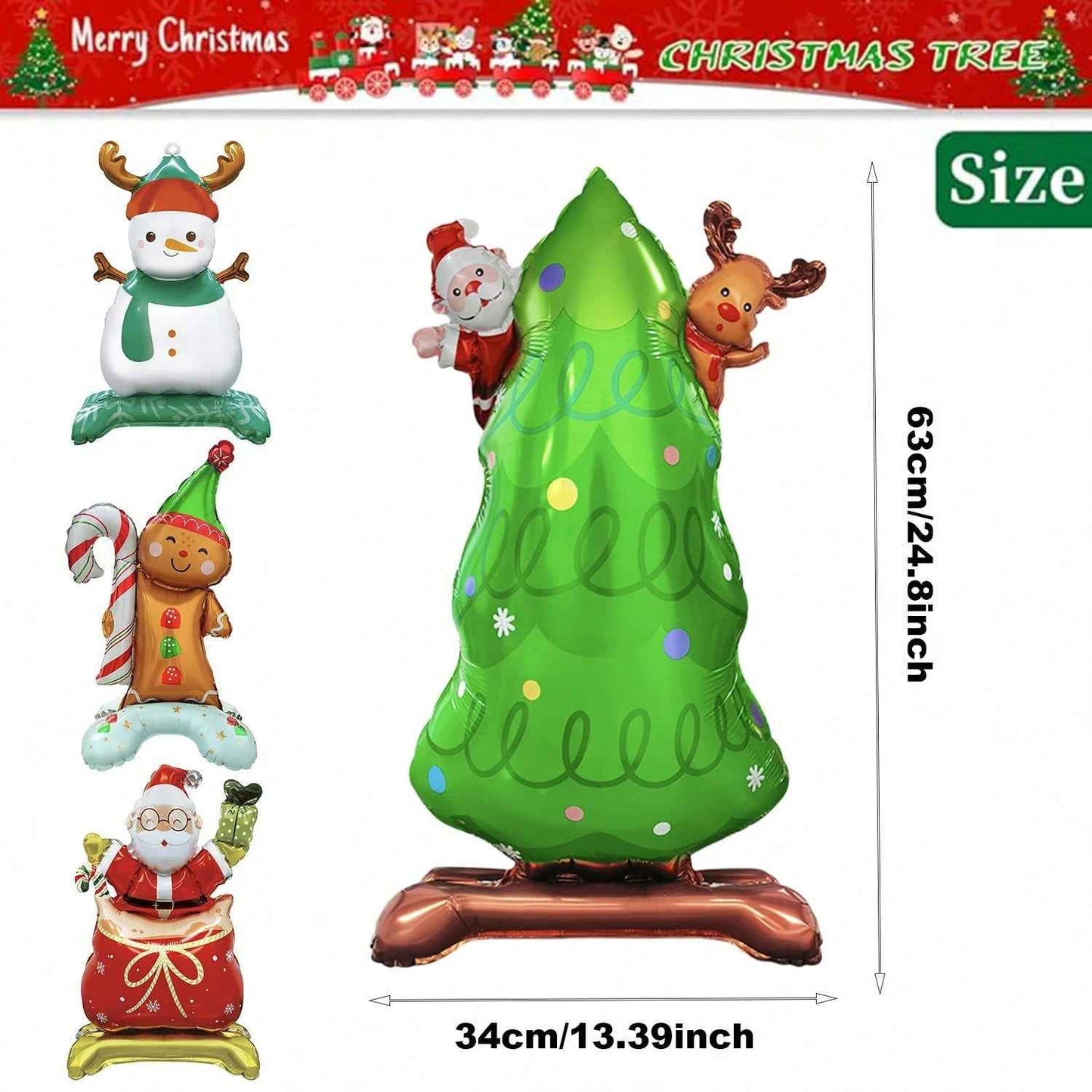 8 Pcs Inflatable Christmas Balloons Santa Claus Snowman Christmas Tree Designed Standing Balloons New Year Party Foil Balloons For Indoor And Outdoor Perfect Xmas Party Decorations Party Photo Prop