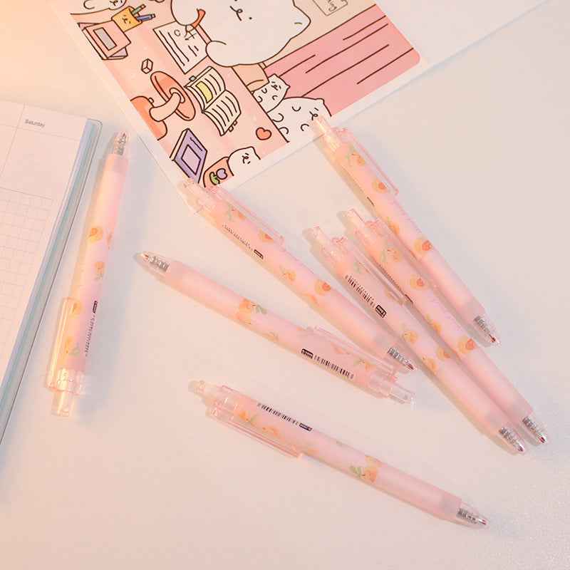 Cute Peach Press Gel Pen Korean Stationery Kawaii Gel Ink Rollerball Pens