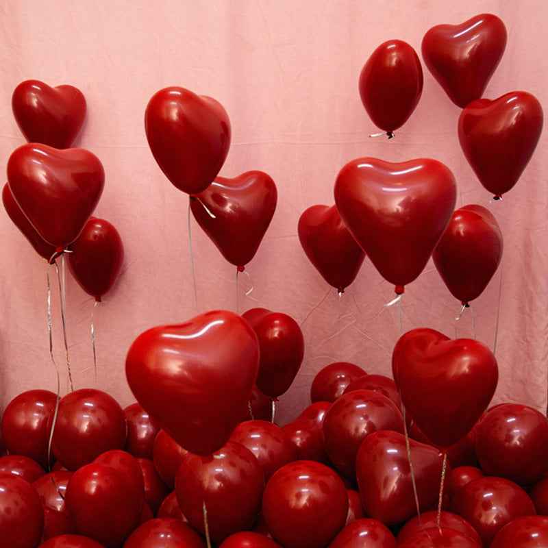 Heart-shaped Pomegranate Red Rubber Balloons