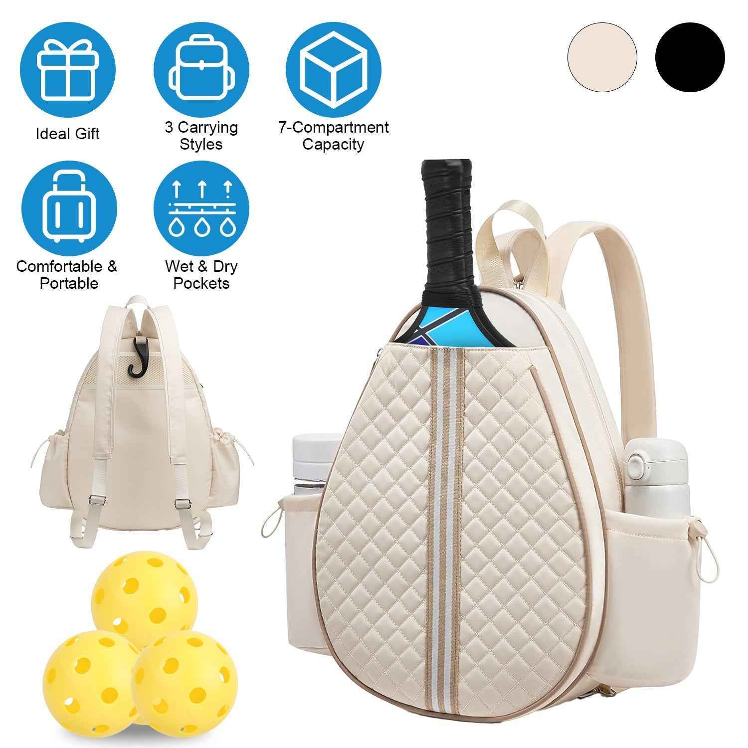 Waterproof Pickleball Sling Bag - Wet Pocket Machine Washable