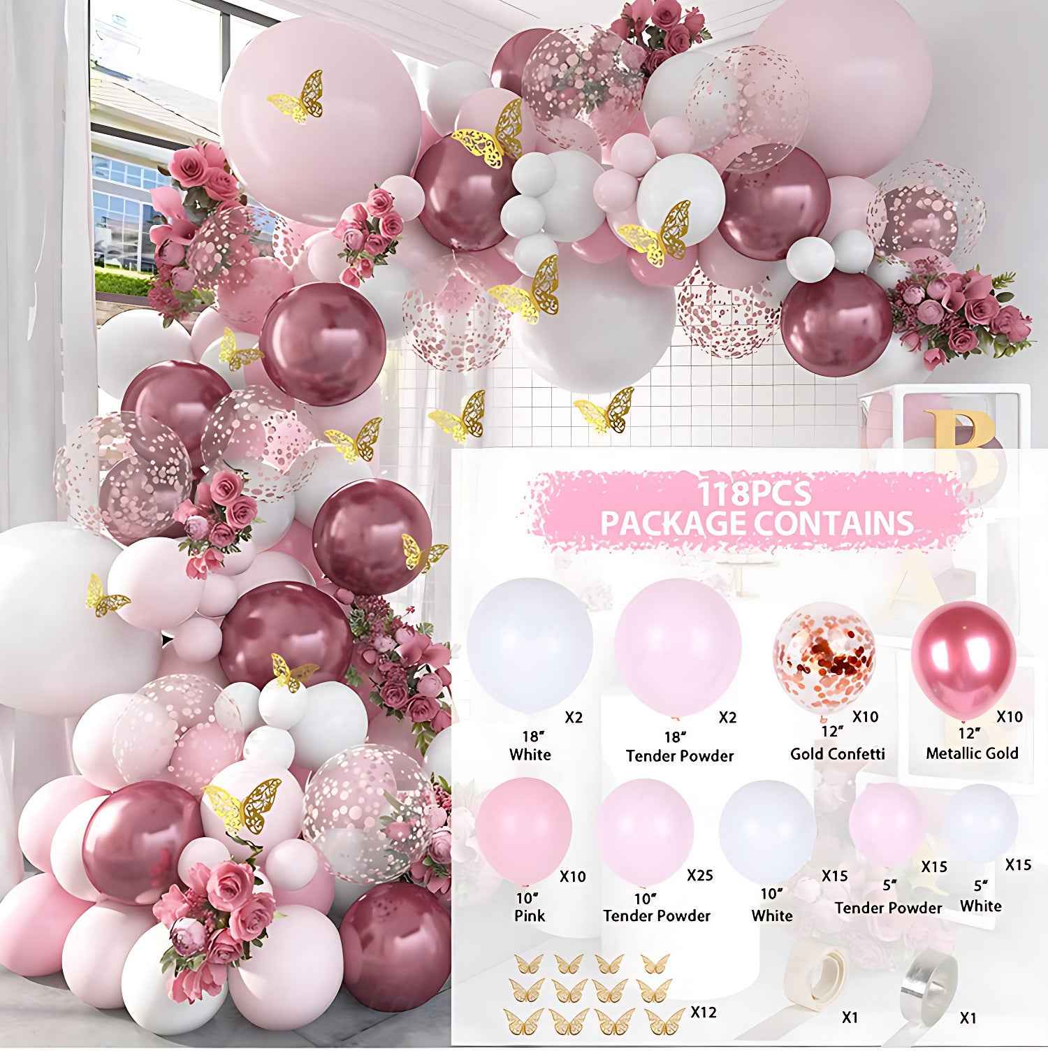 Colorful Latex Birthday Balloon Garland Arch Suit