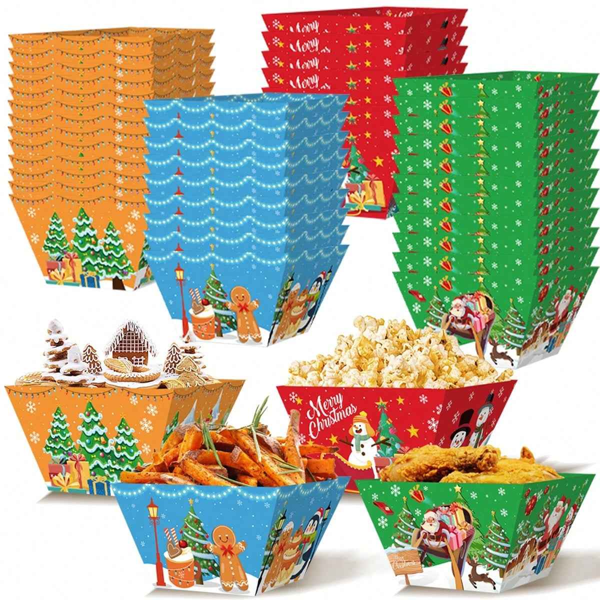 12pcs Christmas Gingerbread Man Food Trays | Disposable Party Bowls