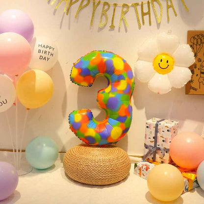 Colorful Number Balloons Birthday Festive Dress Up Background Wall Arrangement