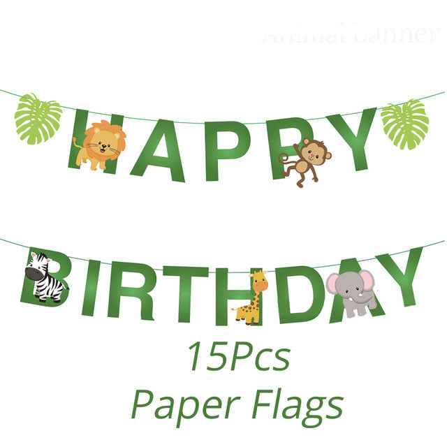 Jungle Birthday Party Decoration Green Numbers