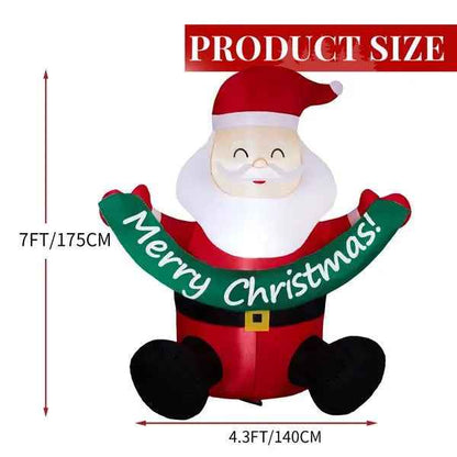5.8FT Lighted Christmas Inflatable Decoration, Inflatable Santa Claus Holding Banner, Funny Blow Up Yard Decorations With Built-in LED Lights For Holiday Party Front Yard Lawn Garden Decor