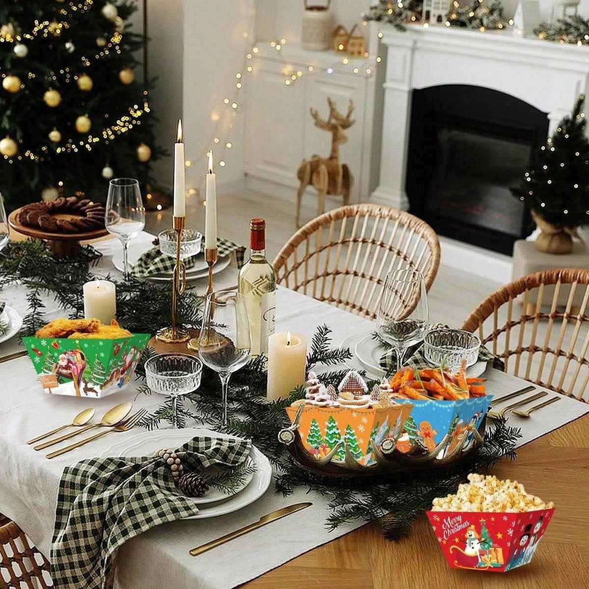 12pcs Christmas Gingerbread Man Food Trays | Disposable Party Bowls