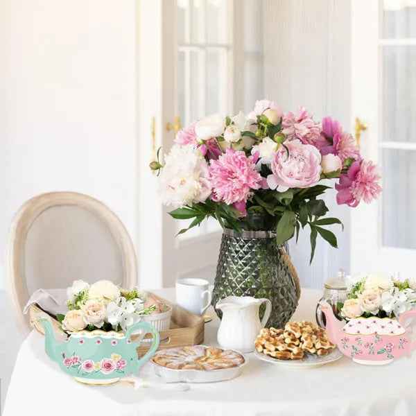 24pcs Tea Party Flower Boxes | Teapot Centerpiece Decorations 4 Styles