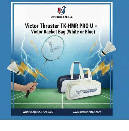Victor Thruster TK-HMR PRO U + Victor Racket Bag (Gray or Blue)