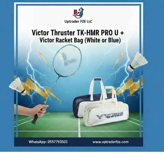 Victor Thruster TK-HMR PRO U + Victor Racket Bag (Gray or Blue)