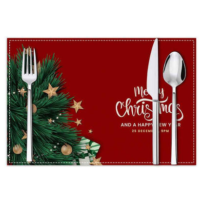 Christmas Linen Placemat Holiday Blessing Letters