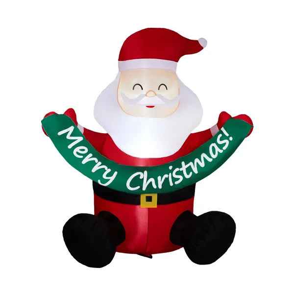 5.8FT Lighted Christmas Inflatable Decoration, Inflatable Santa Claus Holding Banner, Funny Blow Up Yard Decorations With Built-in LED Lights For Holiday Party Front Yard Lawn Garden Decor