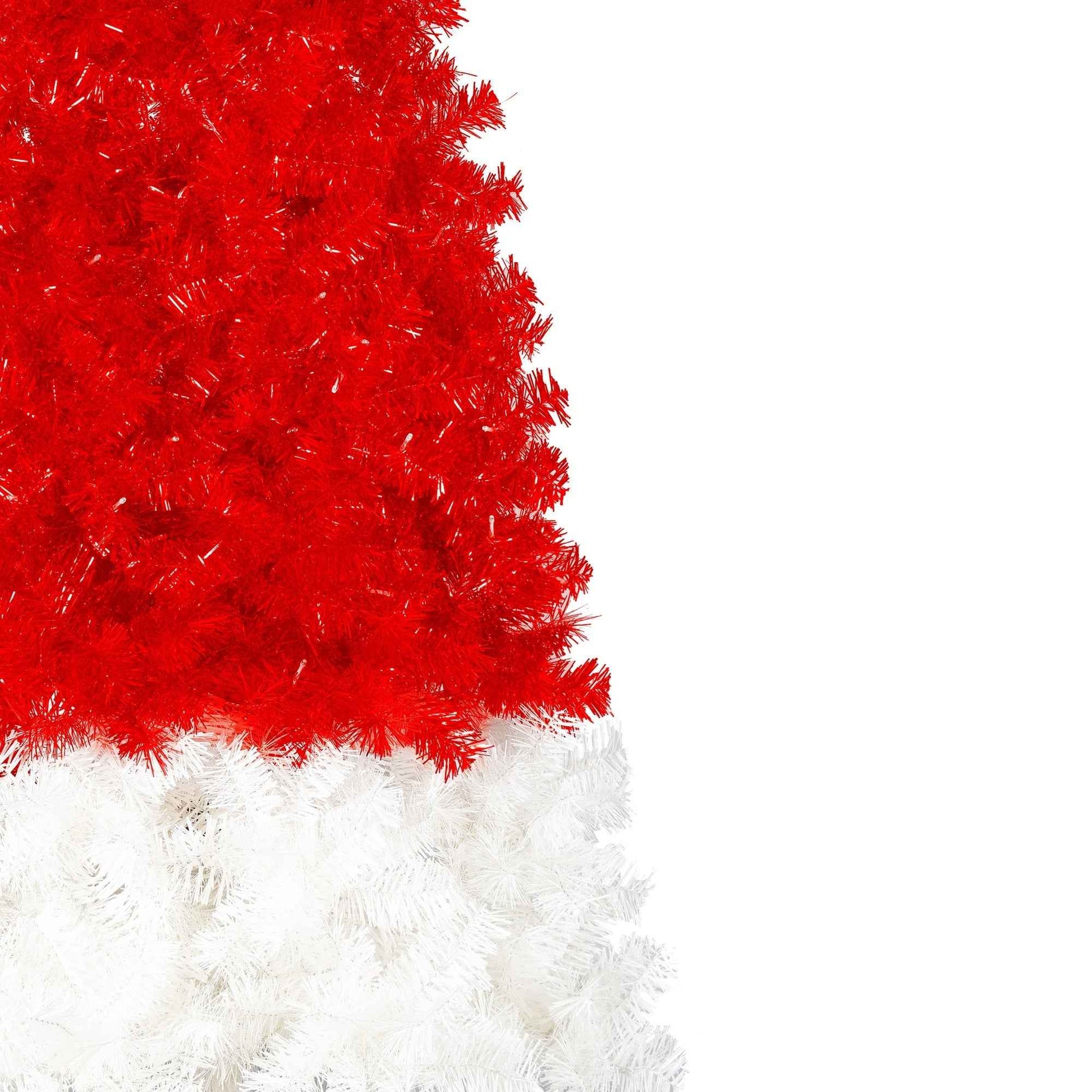 6FT Artificial Christmas Tree With LED Light, Santa's Hat Shape Artificial Whimsical Xmas Tree With 1050 Tip, Curved Xmax Tree