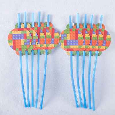 Building block brick theme birthday props