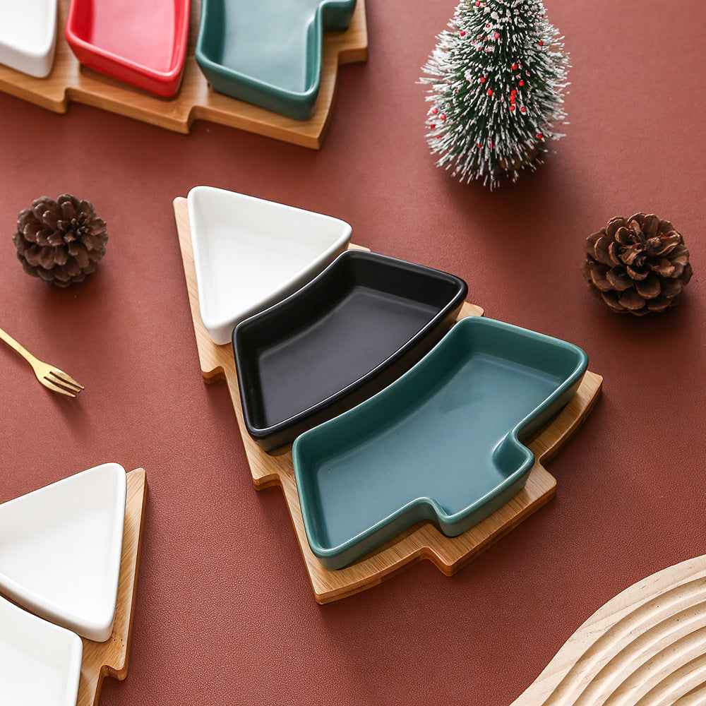 Creative Christmas Tree Ceramic Snack Dish Fruit Candy Plate