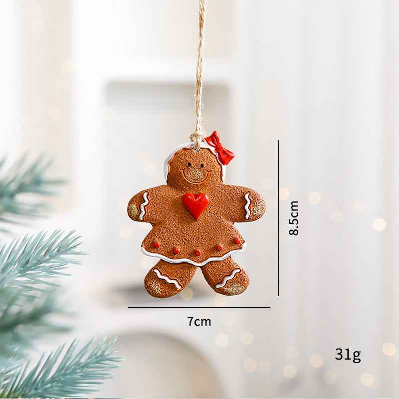 Christmas Decorations Elderly Snowman Gingerbread Man Small Pendant