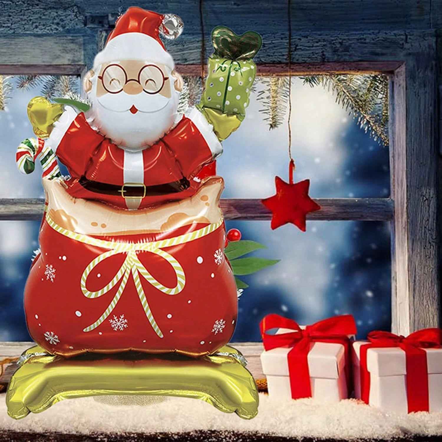 8 Pcs Inflatable Christmas Balloons Santa Claus Snowman Christmas Tree Designed Standing Balloons New Year Party Foil Balloons For Indoor And Outdoor Perfect Xmas Party Decorations Party Photo Prop