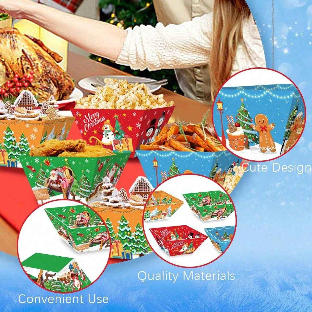 12pcs Christmas Gingerbread Man Food Trays | Disposable Party Bowls