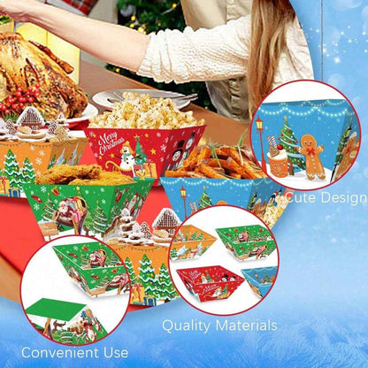 12pcs Christmas Gingerbread Man Food Trays | Disposable Party Bowls
