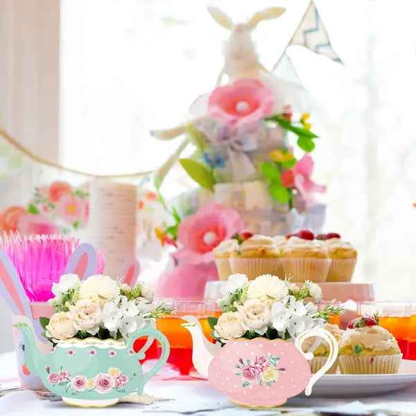 24pcs Tea Party Flower Boxes | Teapot Centerpiece Decorations 4 Styles