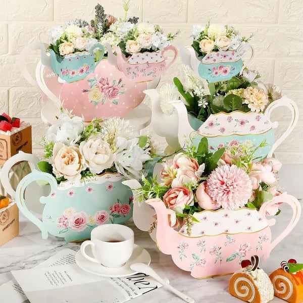 24pcs Tea Party Flower Boxes | Teapot Centerpiece Decorations 4 Styles