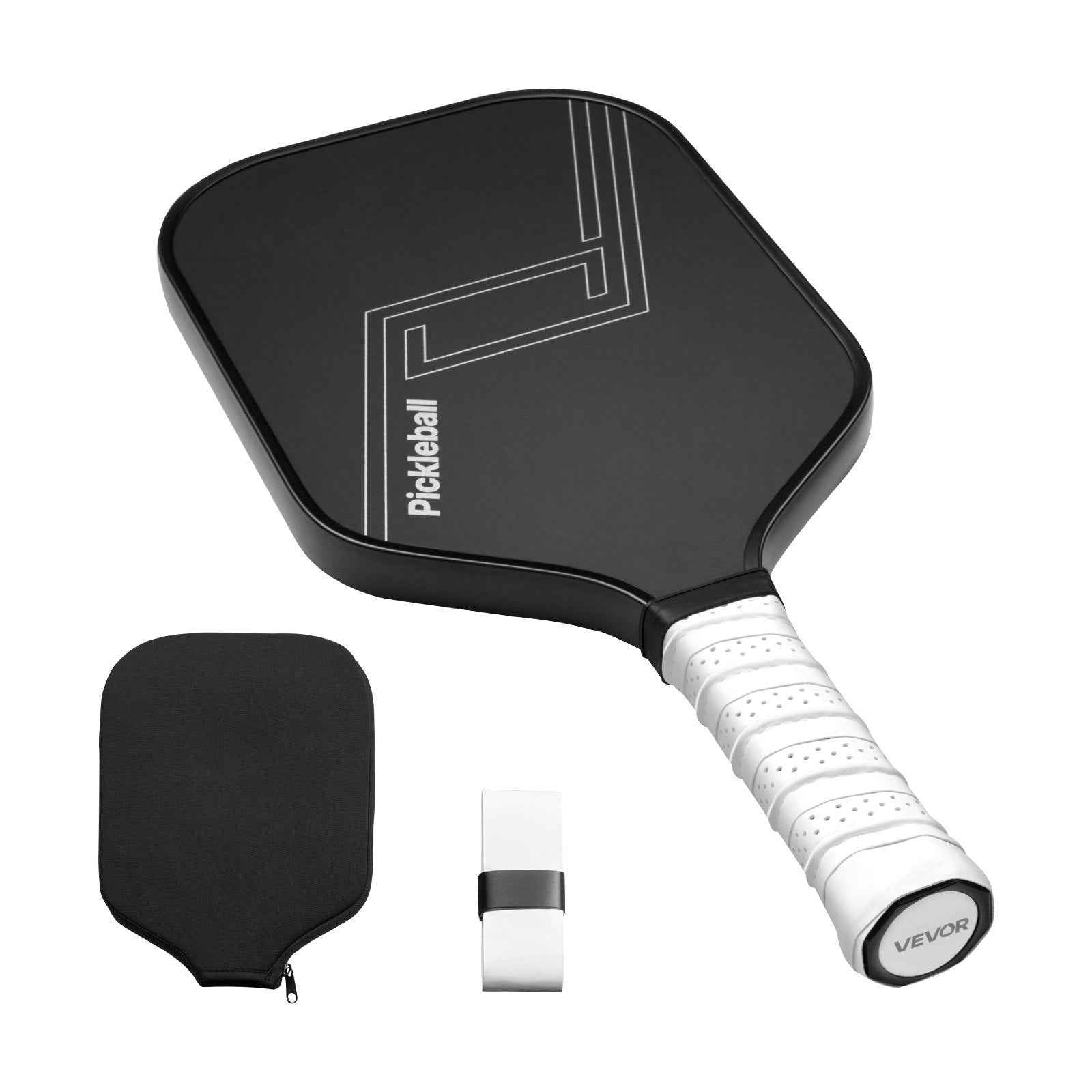 Pro Carbon Fiber Pickleball Paddle - Honeycomb Core Racket for Adults | Black