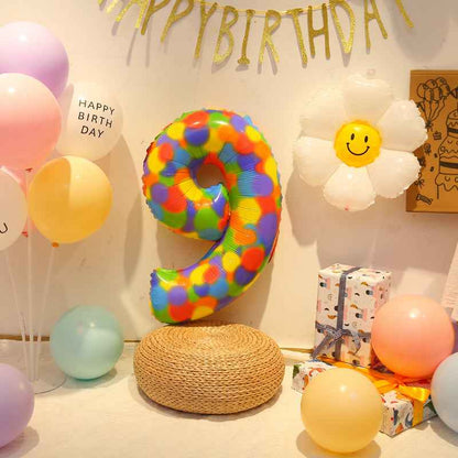 Colorful Number Balloons Birthday Festive Dress Up Background Wall Arrangement