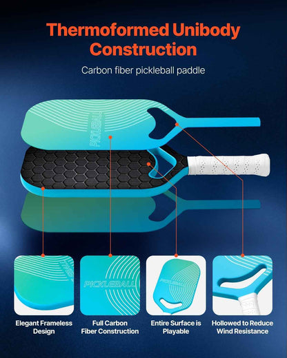 Pro Carbon Fiber Pickleball Racket - Aero Throat Honeycomb Core 550g