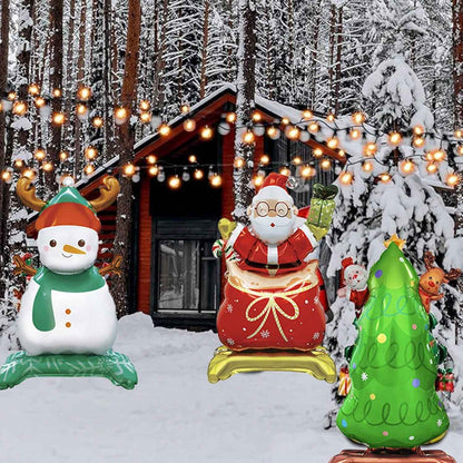 8 Pcs Inflatable Christmas Balloons Santa Claus Snowman Christmas Tree Designed Standing Balloons New Year Party Foil Balloons For Indoor And Outdoor Perfect Xmas Party Decorations Party Photo Prop