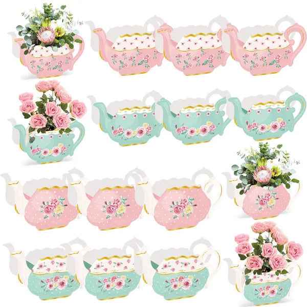 24pcs Tea Party Flower Boxes | Teapot Centerpiece Decorations 4 Styles