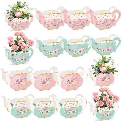 24pcs Tea Party Flower Boxes | Teapot Centerpiece Decorations 4 Styles