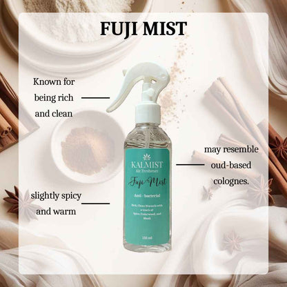 Kalmist Fuji Mist Air Freshener, Rich Clean Warmth with Spice, Cedarwood, Musk Fragrance, Oud-Based, Anti-Bacterial 150ml