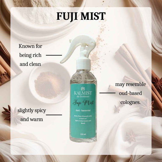 Kalmist Fuji Mist Air Freshener, Rich Clean Warmth with Spice, Cedarwood, Musk Fragrance, Oud-Based, Anti-Bacterial 150ml