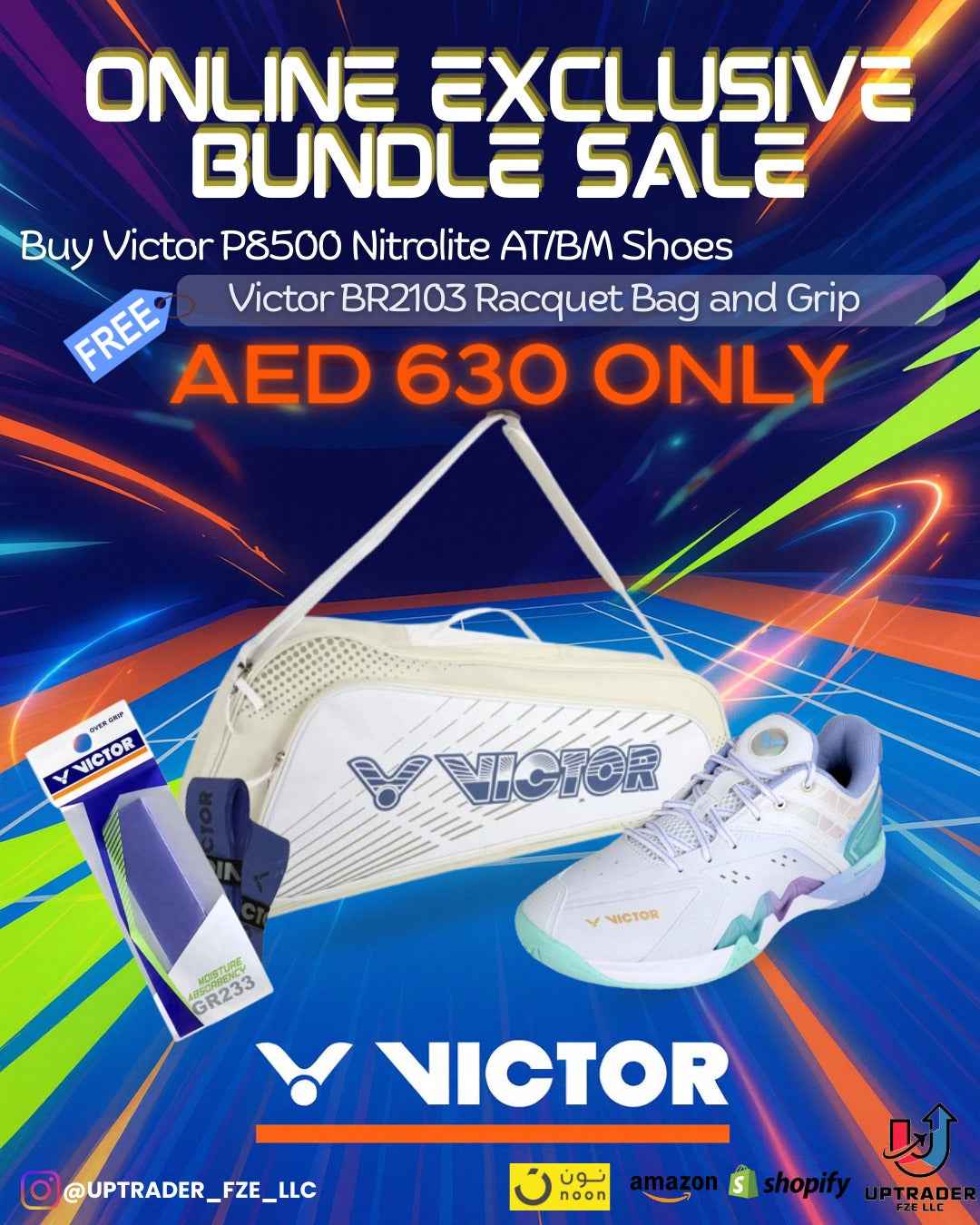 Buy Victor P8500 Nitrolite AT/BM and Get a FREE Victor BR2103 H Racket Bag