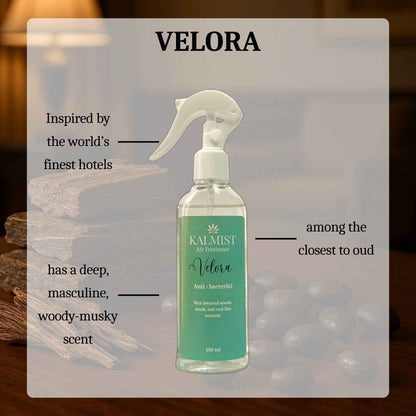 Kalmist Velora Air Freshener, Woody Musky Oud-like Scent, Anti-Bacterial, 150ML