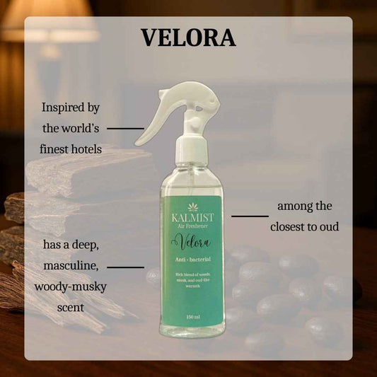 Kalmist Velora Air Freshener, Woody Musky Oud-like Scent, Anti-Bacterial, 150ML