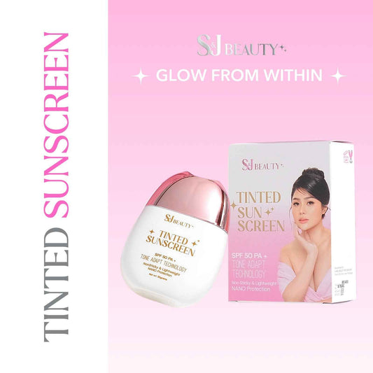 S and J Beauty Tinted Sunscreen SPF50 PA+, No White Cast, Non-Sticky Lightweight Nano Protection, Daily UV Defense for Face and Body, 30grams