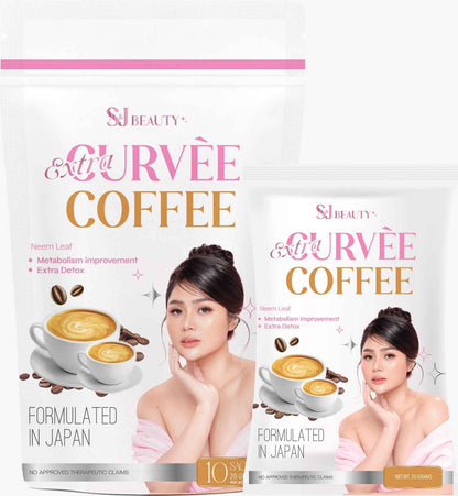 S and J Beauty Extra Curvee Coffee, Japanese Formula Metabolism Support Drink with Neem Leaf Extract, 15g x 10 Sachets
