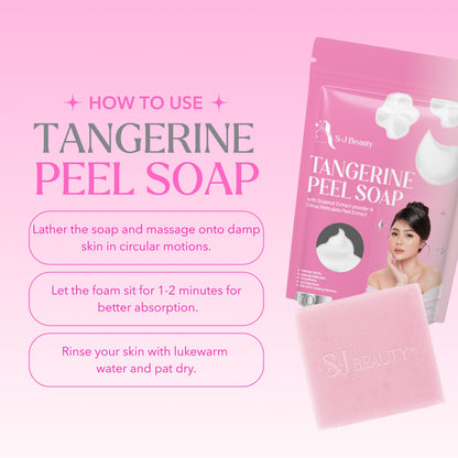 S and J Beauty Tangerine Peel Soap with Soapnut Extract, Brightening Facial Cleanser, Sodium Lactate for Hydration, Moisturizing Skincare, 70g x 5 Pieces