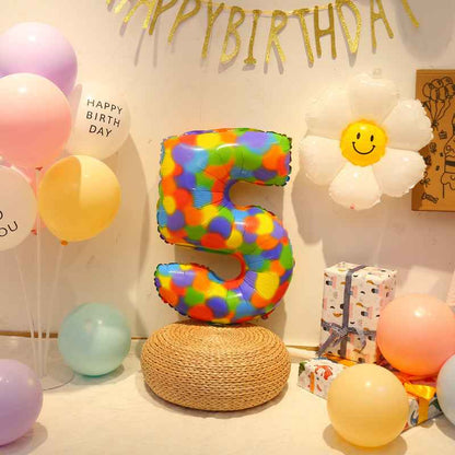 Colorful Number Balloons Birthday Festive Dress Up Background Wall Arrangement