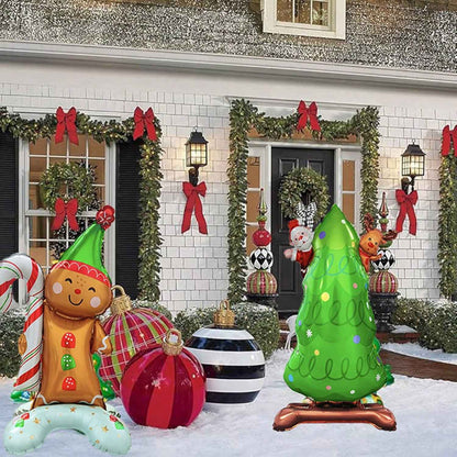 8 Pcs Inflatable Christmas Balloons Santa Claus Snowman Christmas Tree Designed Standing Balloons New Year Party Foil Balloons For Indoor And Outdoor Perfect Xmas Party Decorations Party Photo Prop