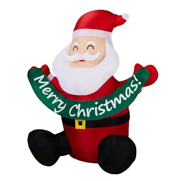 5.8FT Lighted Christmas Inflatable Decoration, Inflatable Santa Claus Holding Banner, Funny Blow Up Yard Decorations With Built-in LED Lights For Holiday Party Front Yard Lawn Garden Decor