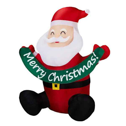 5.8FT Lighted Christmas Inflatable Decoration, Inflatable Santa Claus Holding Banner, Funny Blow Up Yard Decorations With Built-in LED Lights For Holiday Party Front Yard Lawn Garden Decor
