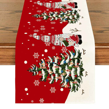 Linen Printed Snowman Old Man Table Mat
