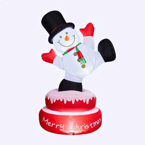 4.8FT Lighted Christmas Inflatable Decoration, Large Rotating Snowman With Motor, Funny Blow Up Yard Decorations With Built-in LED Lights For Holiday Party Front Yard Lawn Garden Decor