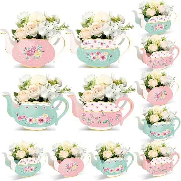 24pcs Tea Party Flower Boxes | Teapot Centerpiece Decorations 4 Styles